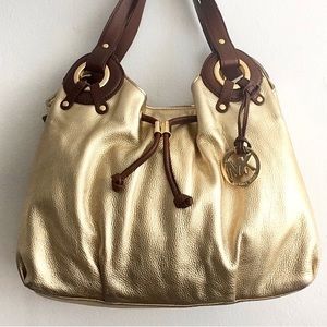 MICHAEL KORS Grommet Gold Shoulder Bag